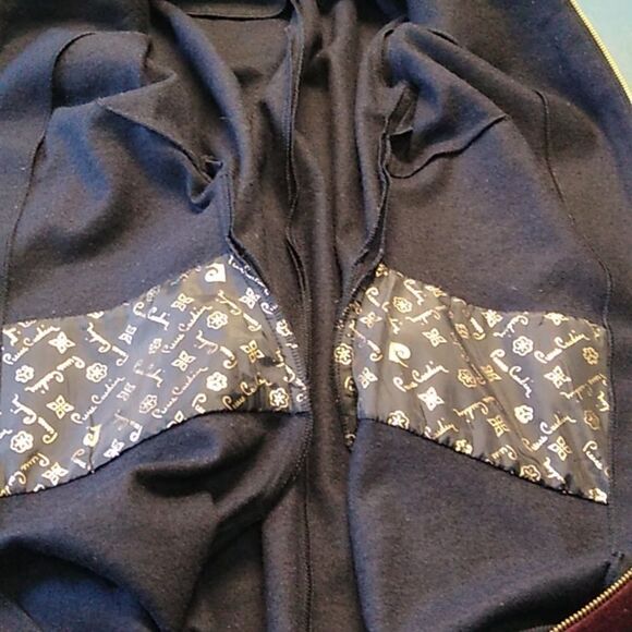 Pierre Cardin Wool Blend Gold Tone Zipper Front Burgundy/Navy Midi Dress - Picture 8 of 13